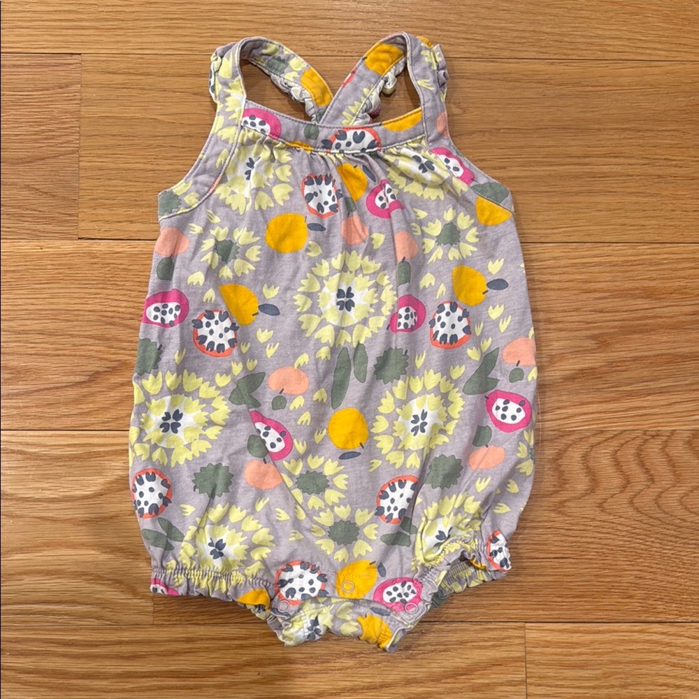 Tea Collection Gray and Yellow Bodysuit with Crisscross Straps